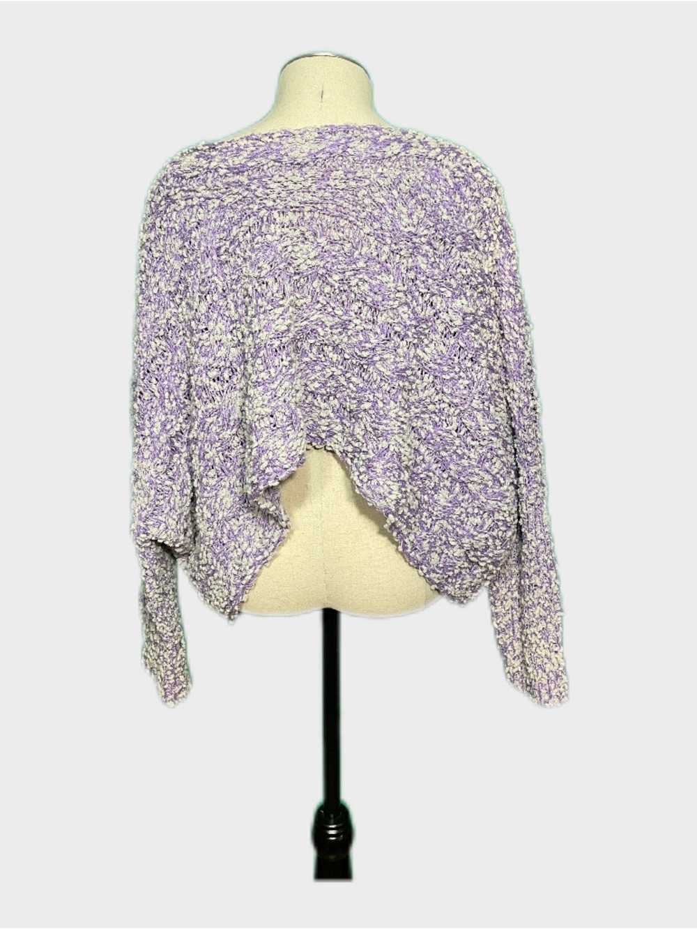 POL Off-Shoulder Chunky Knit Cropped Sweater Lavender Gray Boho Size: Small - Picture 4 of 10